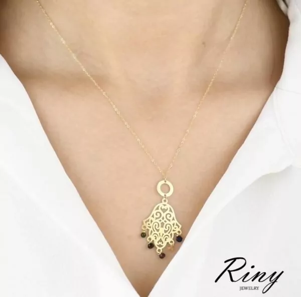 Collier khmissa perle en Or 18K