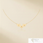 Collier Triple Coeur Gravé En Or 18K